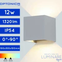 VANJSKA LED ZIDNA SVJETILJKA 12W IP54 PODESIVA KVADRATNA SIVA