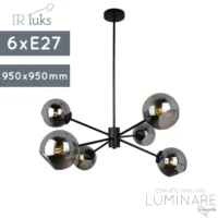 visilica af8081-6-luster-ir luks-6xe27-crna-luminare rasvjeta