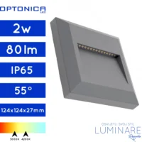 stubisna-zidna nadgradna svjetiljka-vanjska-ip65-kvadratna-2w-siva-optonica-luminare rasvjeta