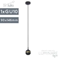 mini okrugla visilica p-palla-crna-gu10-ir luks-luminare rasvjeta