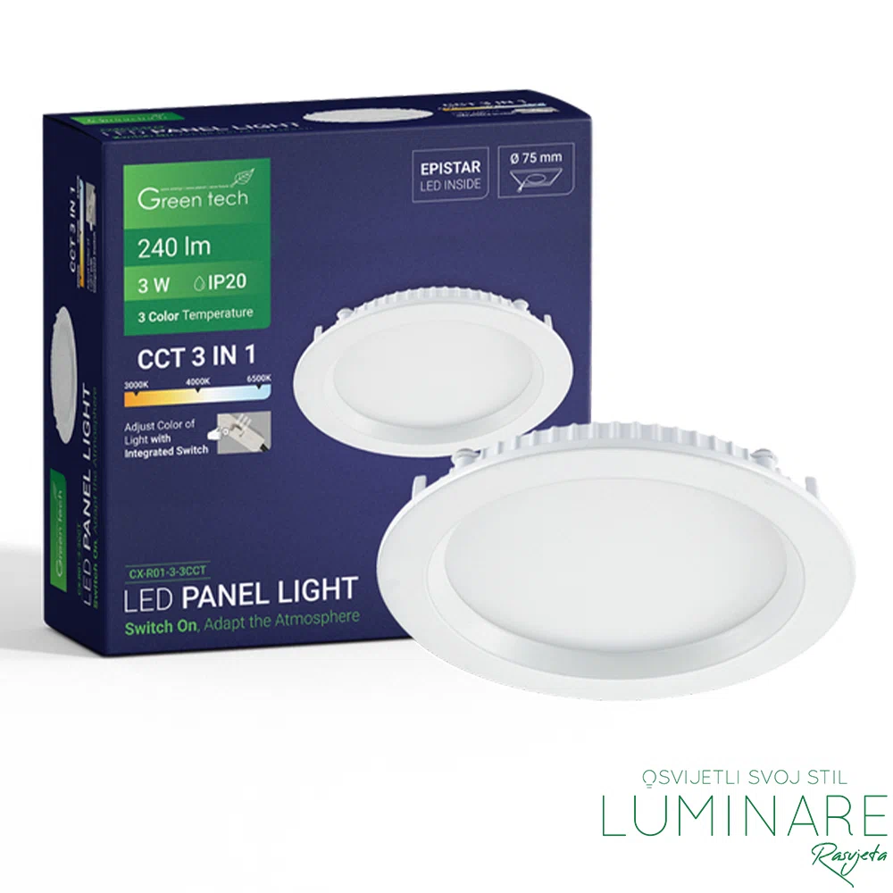 LED PANEL 3W OKRUGLI UGRADBENI - Slika 3