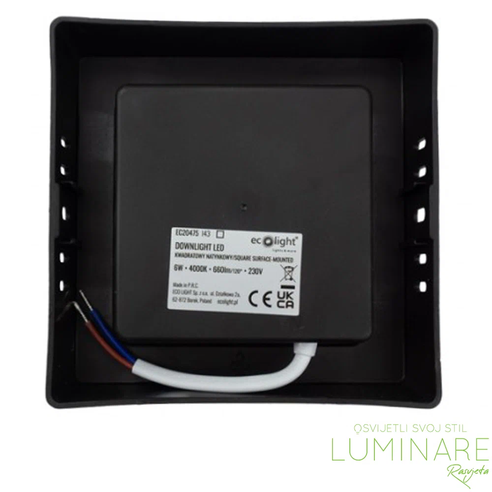 LED PANEL 6W KVADRATNI NADGRADNI CRNI 4000K - Slika 2