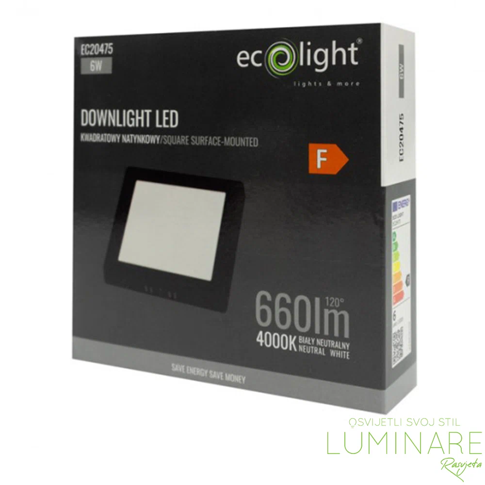 LED PANEL 6W KVADRATNI NADGRADNI CRNI 4000K - Slika 3