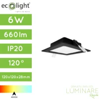 led panel 6w kvadratni ugradbeni crni neutralne boje svjetlosti-luminare rasvjeta