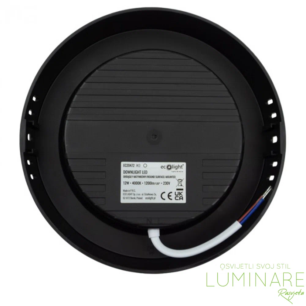 LED PANEL 12W OKRUGLI NADGRADNI CRNI 4000K - Slika 2