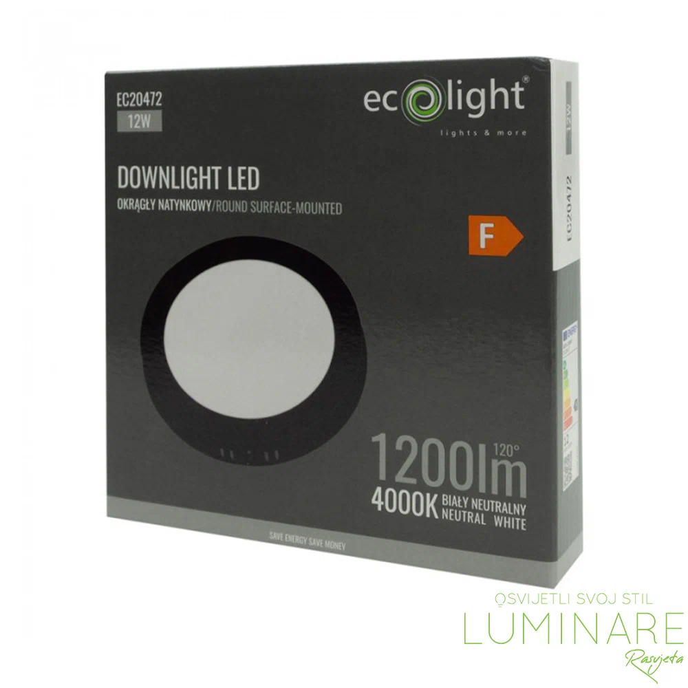 LED PANEL 12W OKRUGLI NADGRADNI CRNI 4000K - Slika 3