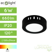 led panel 6w okrugli nadgradni crni neutralne boje svjetlosti-luminare rasvjeta