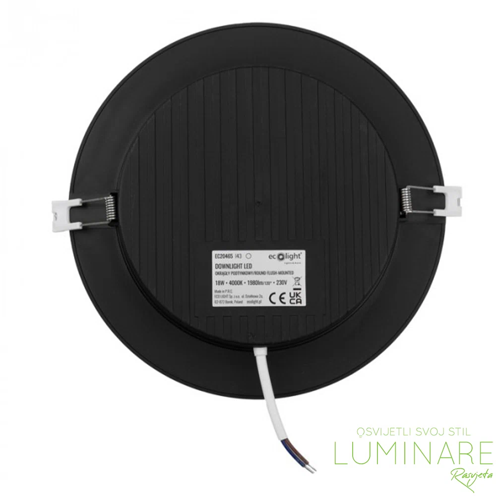 LED PANEL 18W OKRUGLI UGRADBENI CRNI 4000K - Slika 2