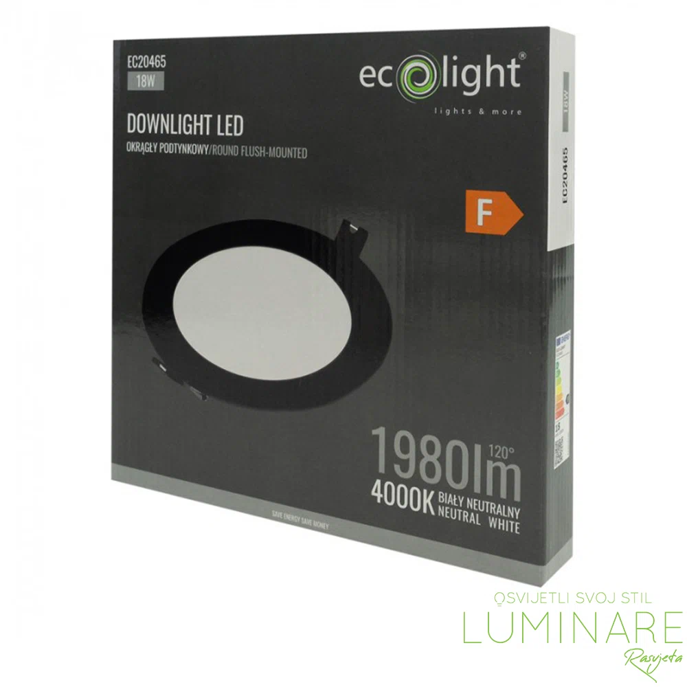 LED PANEL 18W OKRUGLI UGRADBENI CRNI 4000K - Slika 3