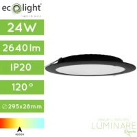 led panel 24w okrugli ugradbeni crni neutralne boje svjetlosti-luminare rasvjeta
