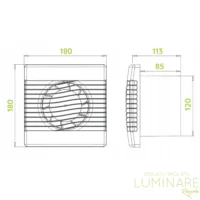 Dimenzije airRoxy pRim kupaonskih ventilatora promjera 120mm