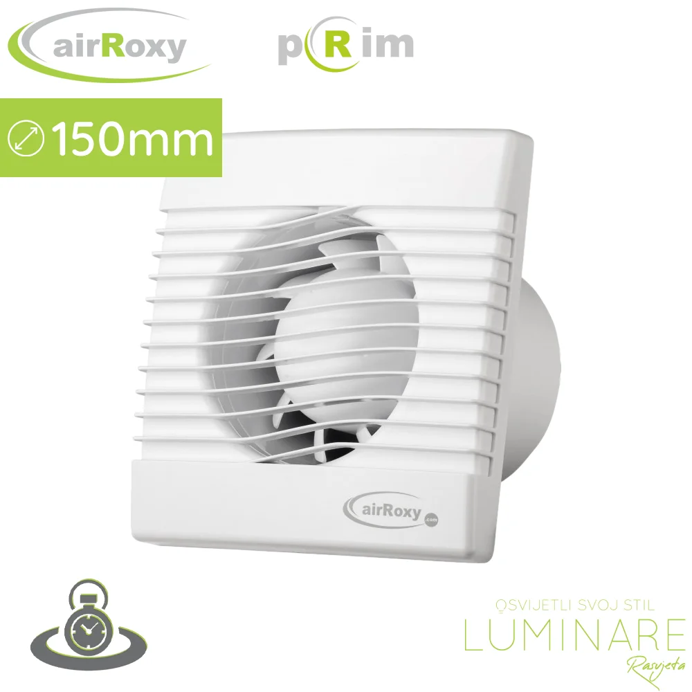 Kupaonski ventilator Ø150 mm s odgođenim isključivanjem (timer), model TS, protok 257 m3/h