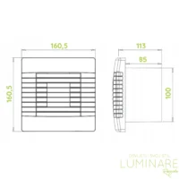 Dimenzije airRoxy pRim kupaonskih ventilatora promjera 100mm