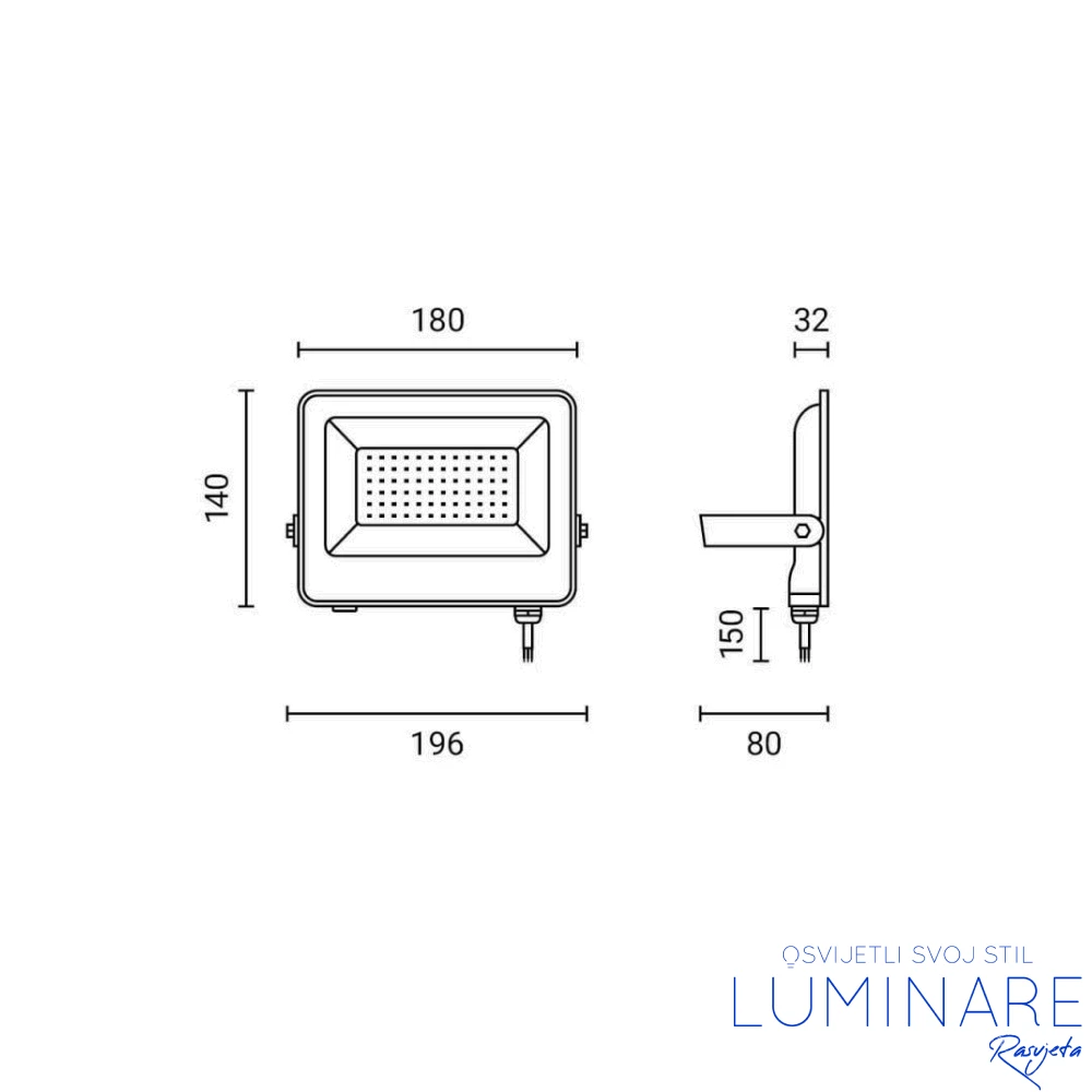 LED REFLEKTOR SMD 50W CRNI IP65 - Slika 2