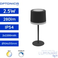 Optonica stolna led svjetiljka crna ip54-cct-usb punjiva luminare rasvjeta