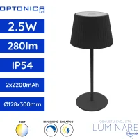 stolna led svjetiljka LED solarna punjiva optonica crna 2.5w 280lm 120-kut ip54 300x128x128mm 251