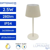 stolna led svjetiljka LED solarna punjiva optonica beige 2.5w 280lm 120-kut ip54 300x128x128mm 253