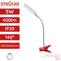 stolna svjetiljka struhm dori clip crvena 5w 430lm 140-kut ip20 360x160x65mm 02866